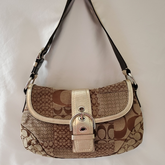 📣 Rare Large Vintage Metallic Coach Purse 🍹🍻🥃 - Picture 3 of 7